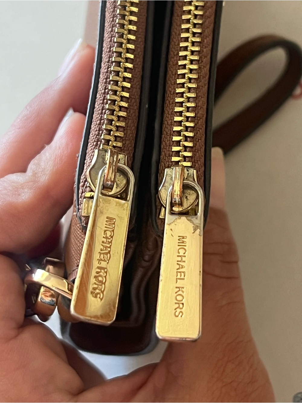 Michael Kors Jet Set Travel Brown Large Double Zip Wristlet Wallet Leather - Picture 4 of 14